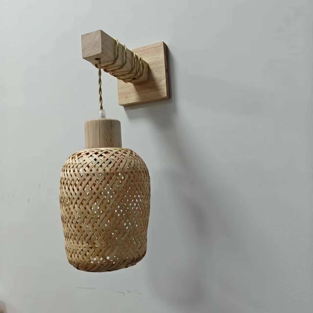 Bamboo Pendant Light with Hand Knit Design - Smarsty