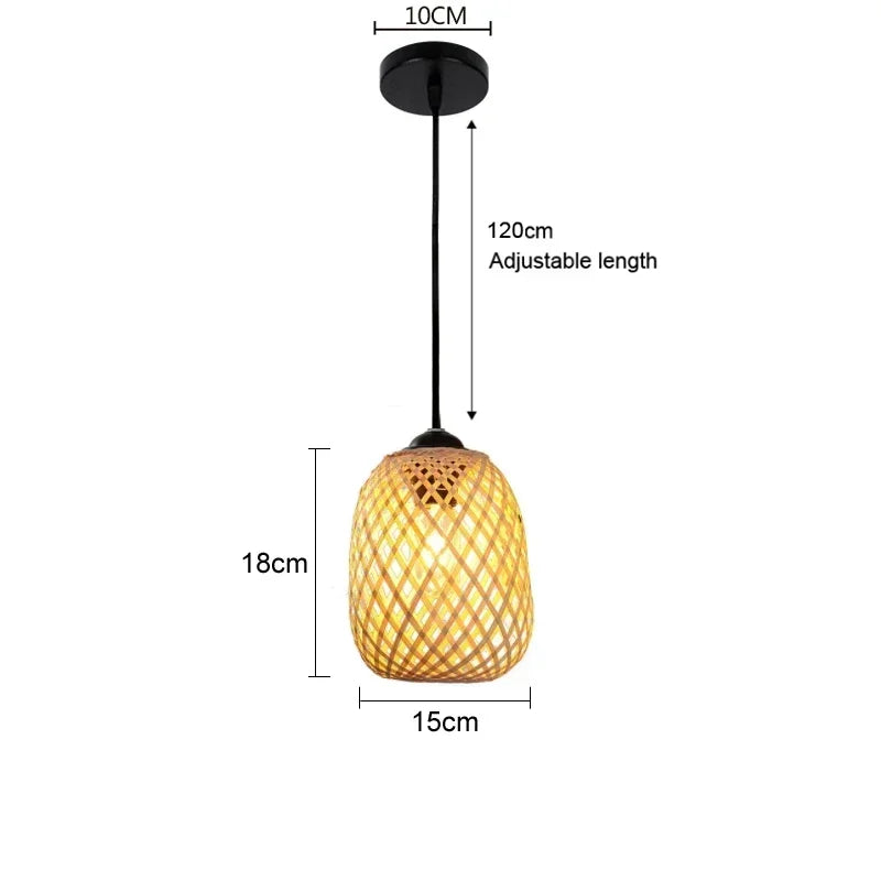 Bamboo Pendant Light with Hand Knit Design - Smarsty