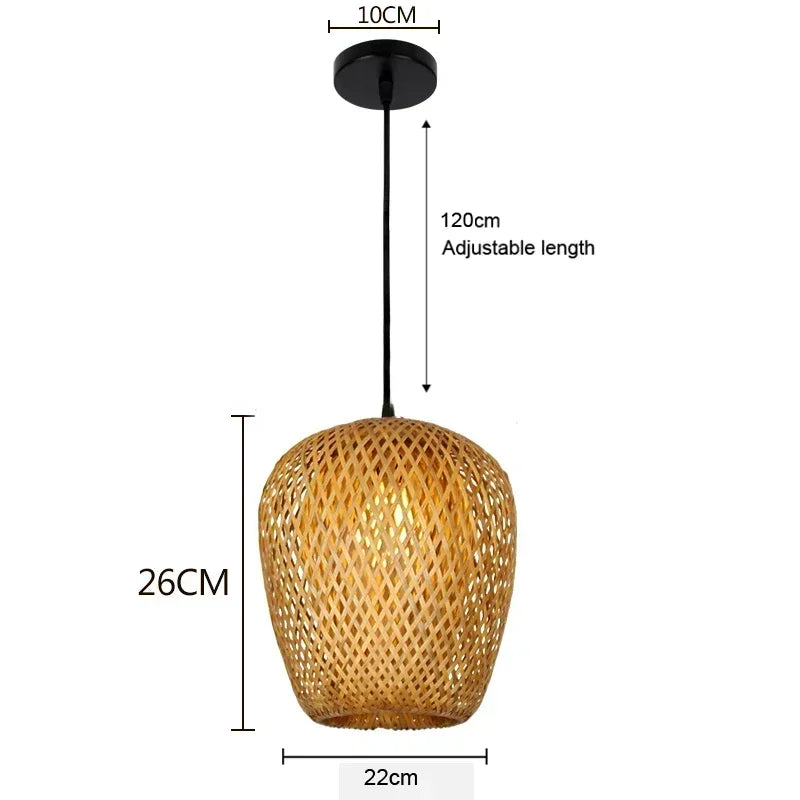 Bamboo Pendant Light with Hand Knit Design - Smarsty
