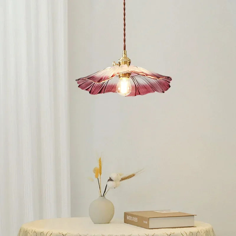 Retro Floral Glass Pendant Lamp for Elegant Home Decor - Smarsty