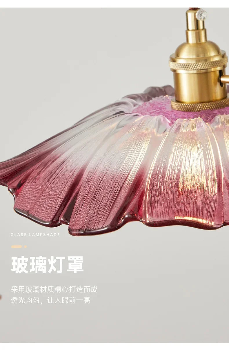 Retro Floral Glass Pendant Lamp for Elegant Home Decor - Smarsty