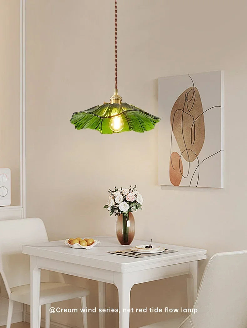 Retro Floral Glass Pendant Lamp for Elegant Home Decor - Smarsty
