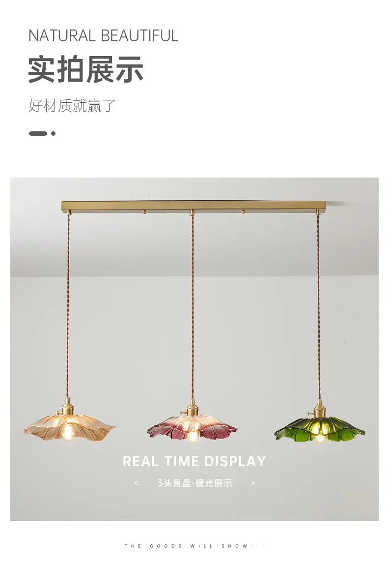 Retro Floral Glass Pendant Lamp for Elegant Home Decor - Smarsty