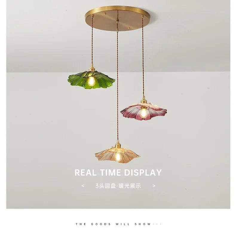 Retro Floral Glass Pendant Lamp for Elegant Home Decor - Smarsty