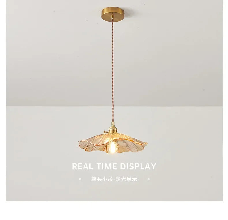 Retro Floral Glass Pendant Lamp for Elegant Home Decor - Smarsty