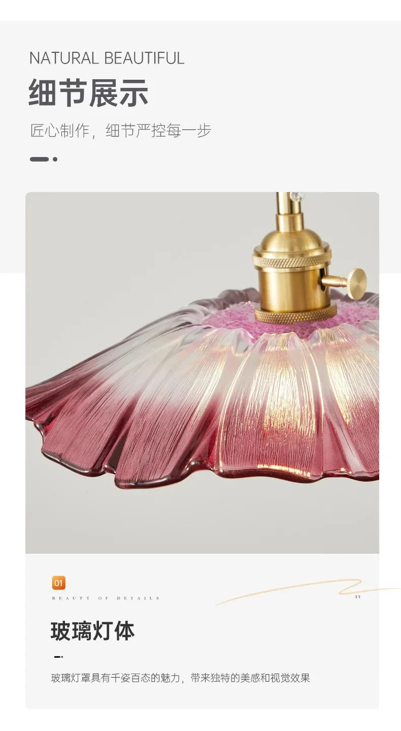 Retro Floral Glass Pendant Lamp for Elegant Home Decor - Smarsty