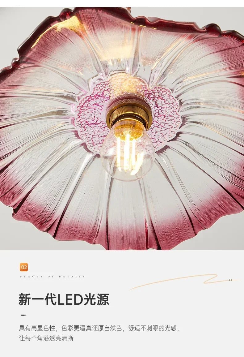Retro Floral Glass Pendant Lamp for Elegant Home Decor - Smarsty