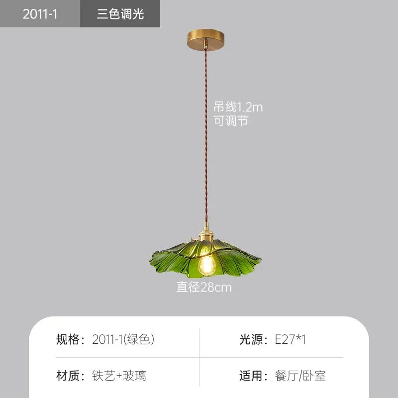 Retro Floral Glass Pendant Lamp for Elegant Home Decor - Smarsty