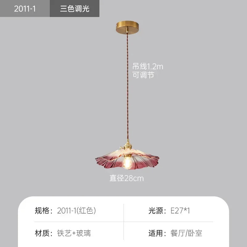 Retro Floral Glass Pendant Lamp for Elegant Home Decor - Smarsty