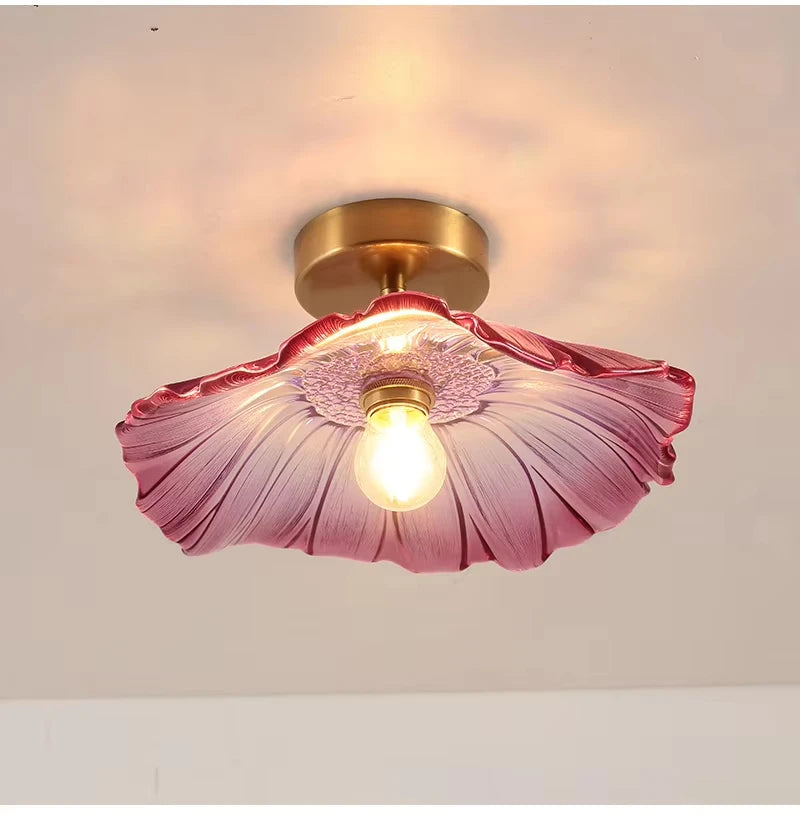 Retro Floral Glass Pendant Lamp for Elegant Home Decor - Smarsty