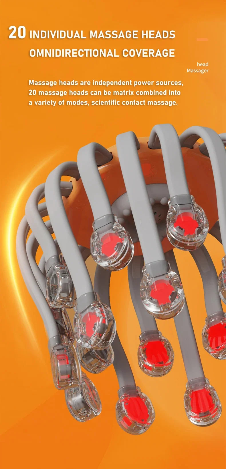 20 Massage Heads Electric Scalp Massager for Stress Relief - Smarsty