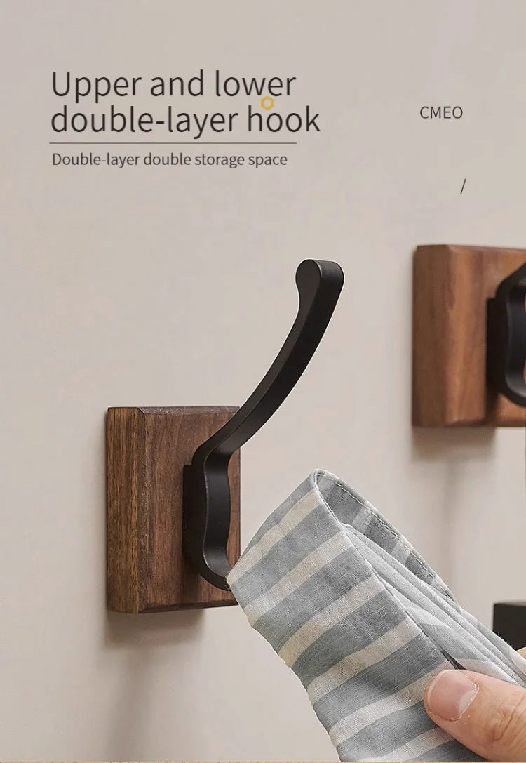 No Drill Space Aluminum Black Towel Hook for Efficient Storage - Smarsty
