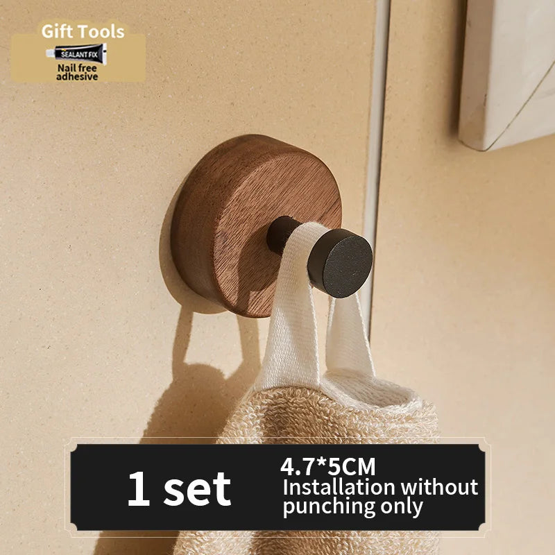 No Drill Space Aluminum Black Towel Hook for Efficient Storage - Smarsty