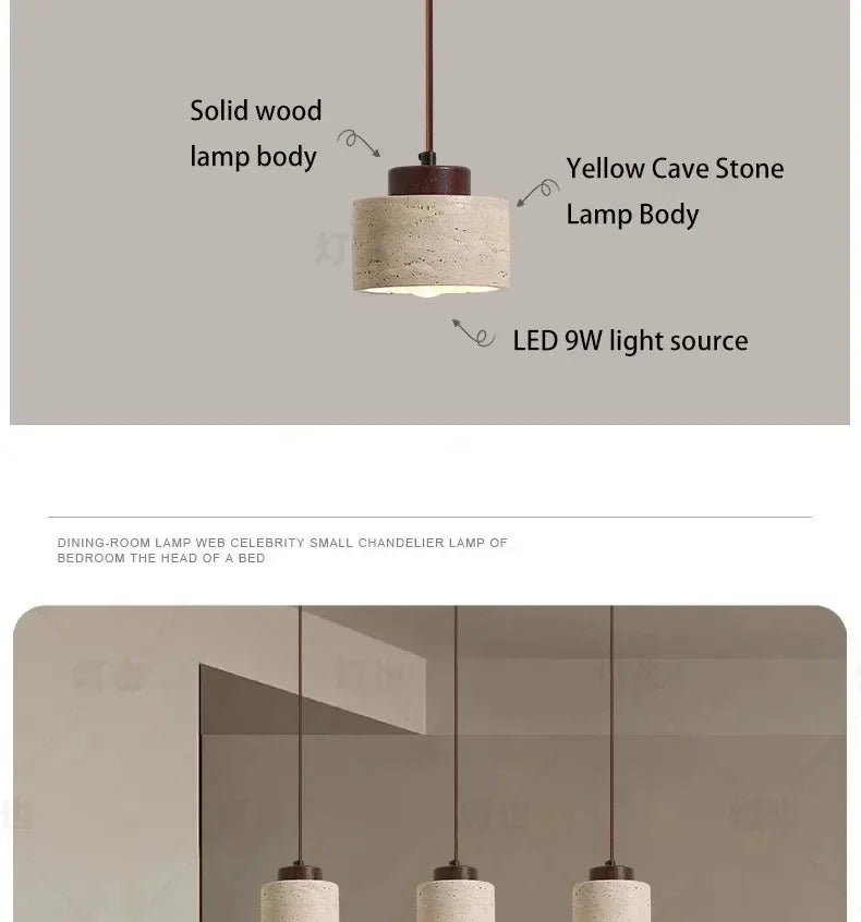 Yellow Cave Stone LED Pendant Lamp for Retro Home Lighting - Smarsty