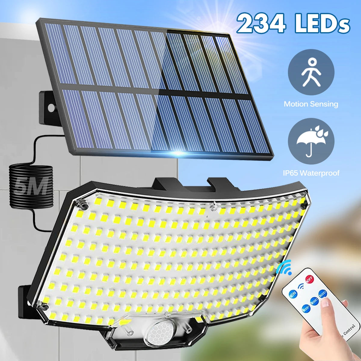 Solar Lights Outdoor 234LED Motion Sensor Security Flood Lights - Smarsty