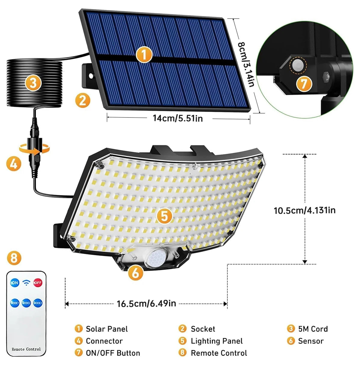 Solar Lights Outdoor 234LED Motion Sensor Security Flood Lights - Smarsty