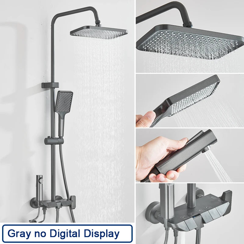 Rozin Black Smart Digital Shower Faucet Set with Rainfall Feature - Smarsty