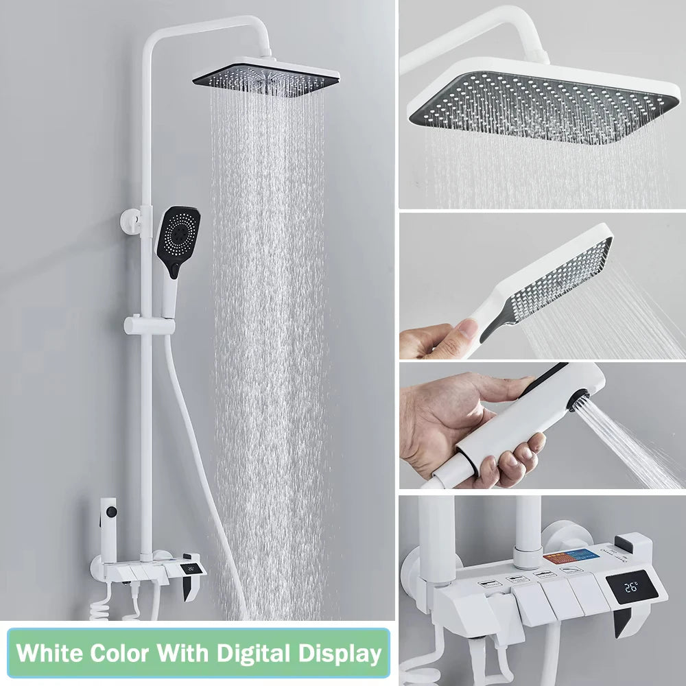 Rozin Black Smart Digital Shower Faucet Set with Rainfall Feature - Smarsty