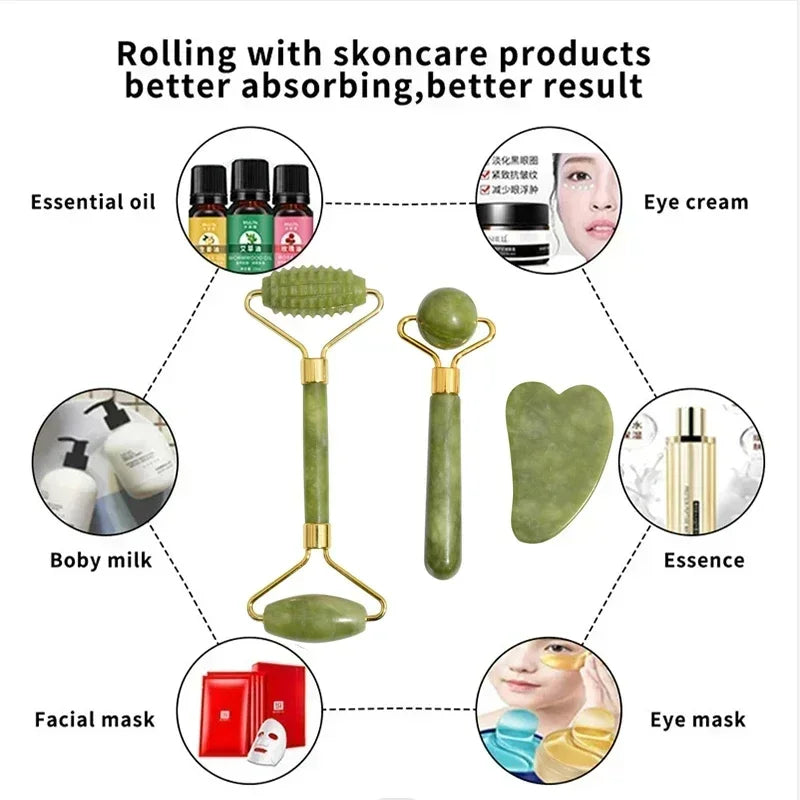 Natural Jade Roller and Gua Sha for Skin Care - Smarsty
