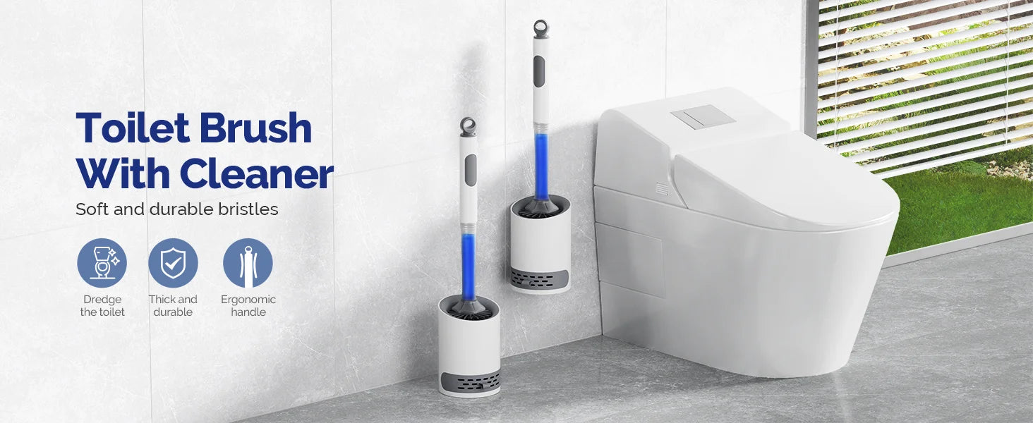 Water Spray Silicone Toilet Brush with Long Handle - Smarsty