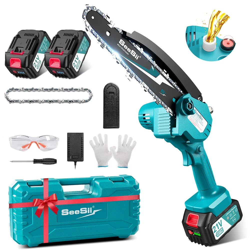 SEESII 8 Inch Mini Cordless Chainsaw Kit for Easy Pruning - Smarsty