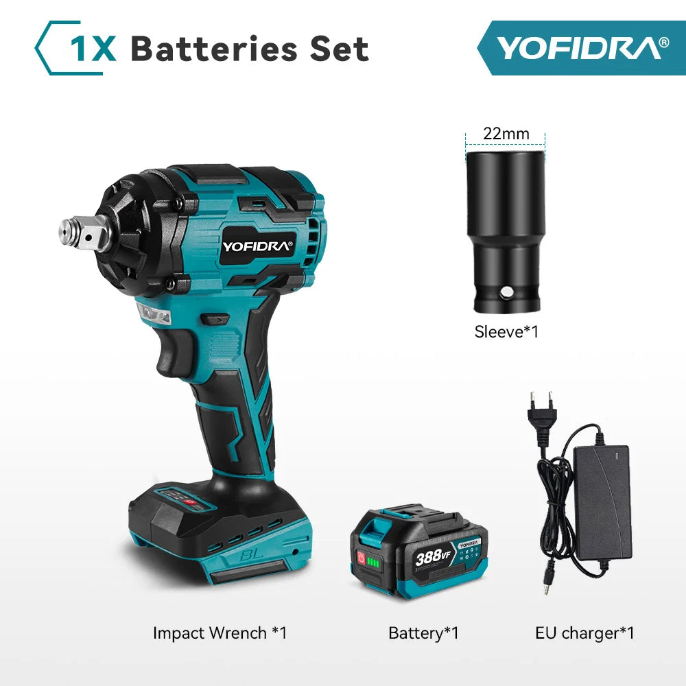 YOFIDRA 1/2 Inch Brushless Electric Impact Wrench Cordless Efficiency - Smarsty