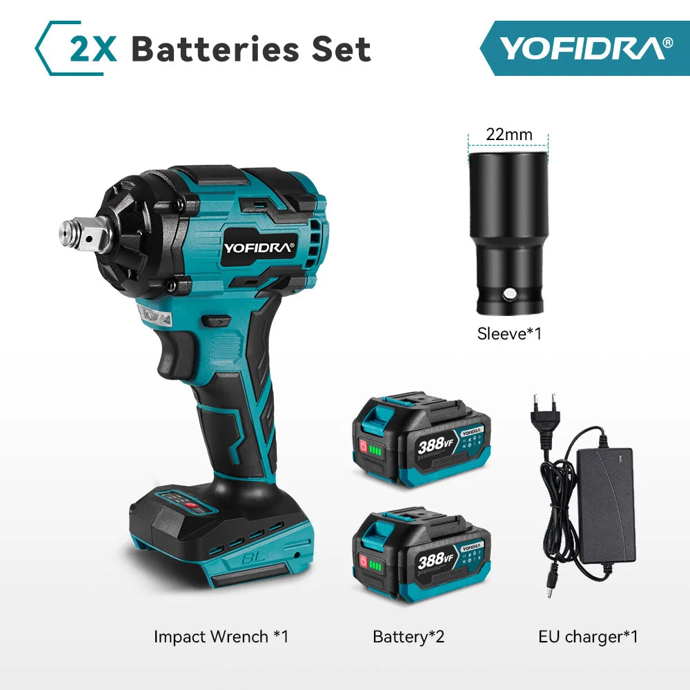 YOFIDRA 1/2 Inch Brushless Electric Impact Wrench Cordless Efficiency - Smarsty