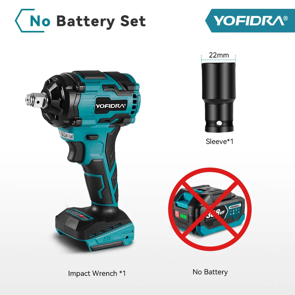YOFIDRA 1/2 Inch Brushless Electric Impact Wrench Cordless Efficiency - Smarsty