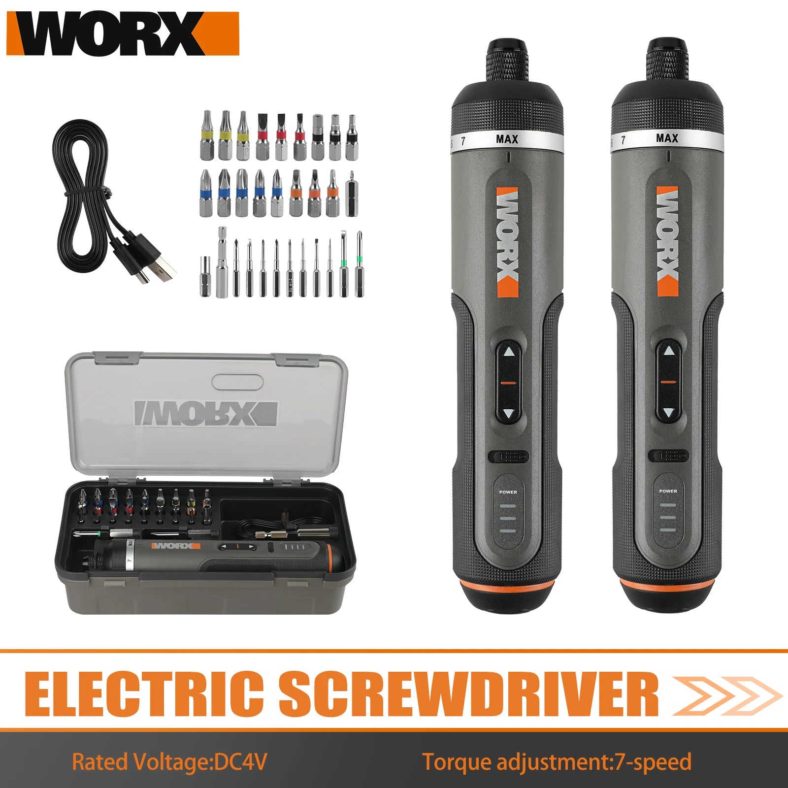 Worx 4V Cordless Electric Screwdriver Set for Home Repairs - Smarsty