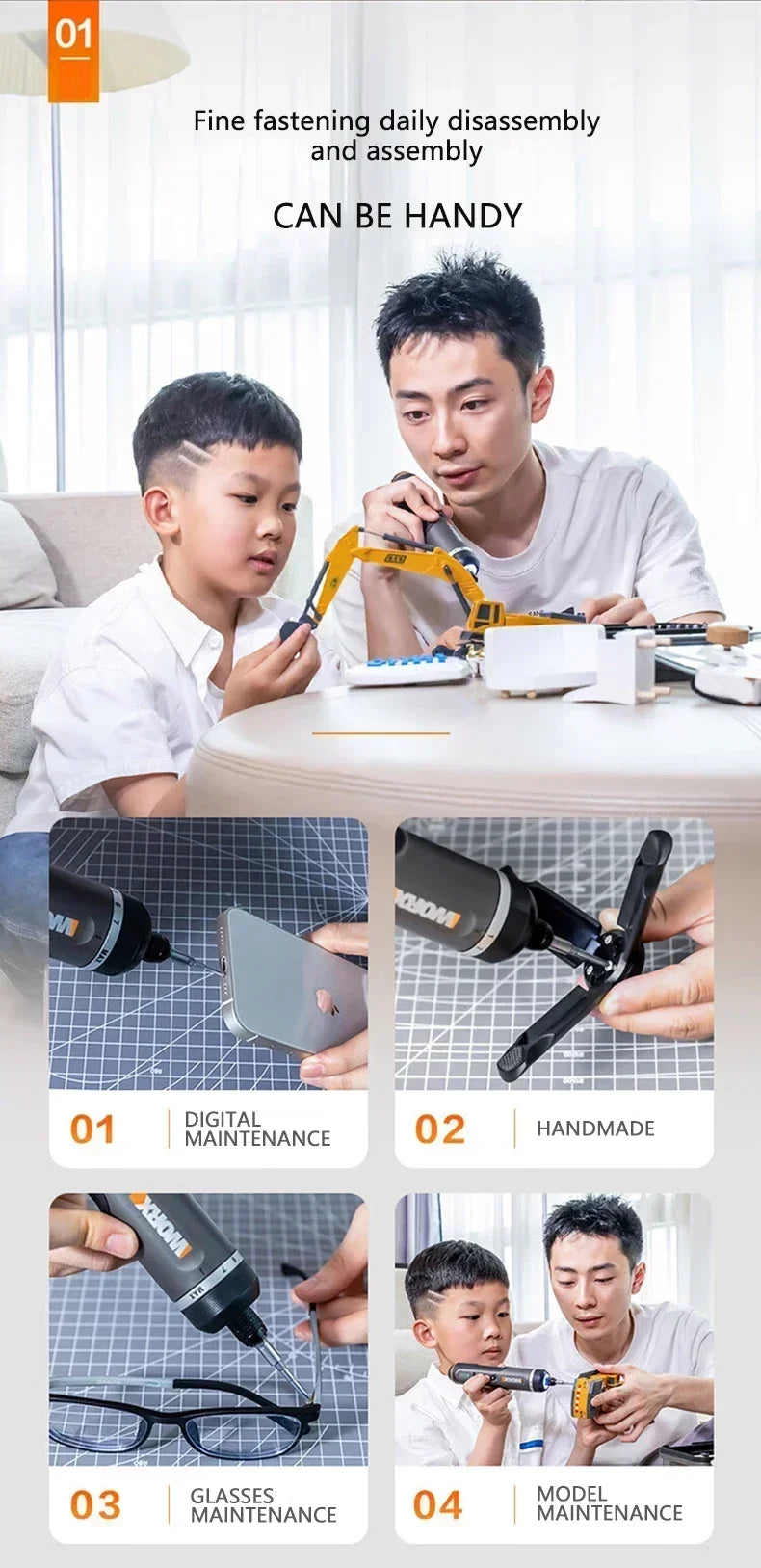Worx 4V Cordless Electric Screwdriver Set for Home Repairs - Smarsty