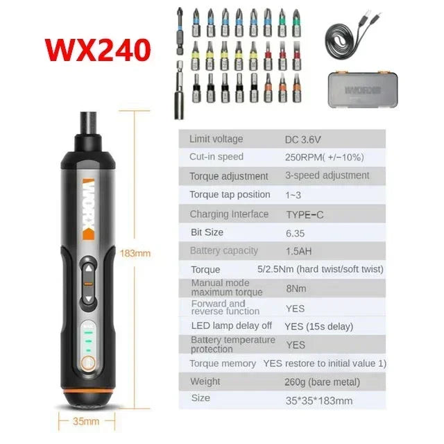 Worx 4V Cordless Electric Screwdriver Set for Home Repairs - Smarsty
