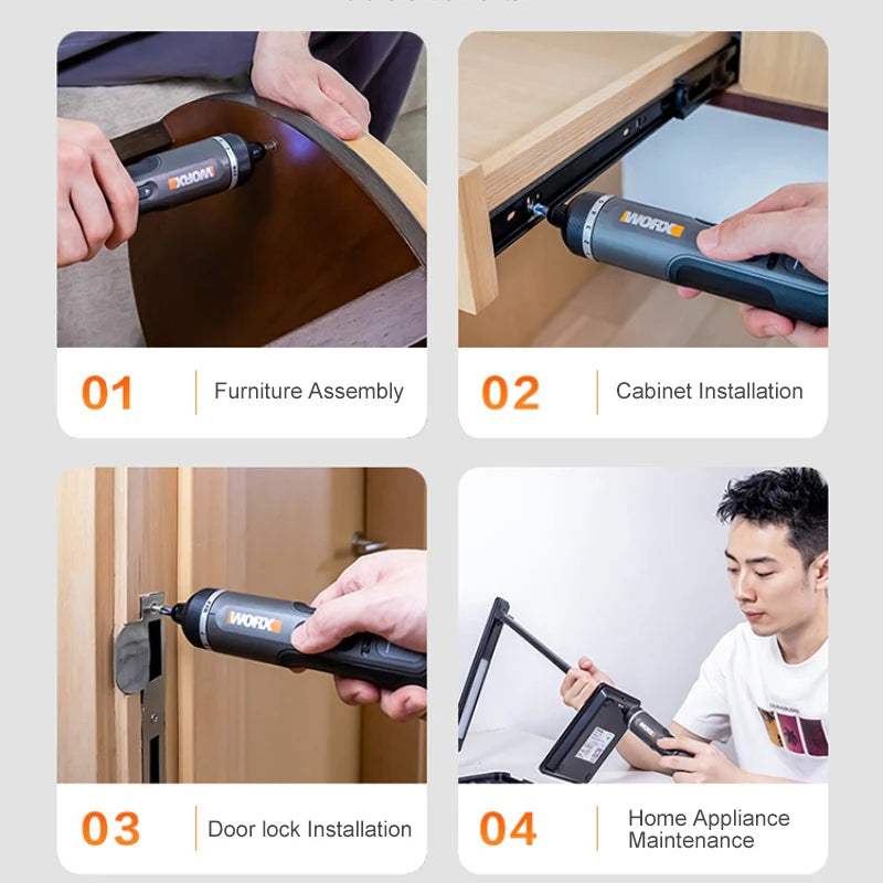 Worx 4V Mini Cordless Screwdriver Set with USB Rechargeable Feature - Smarsty