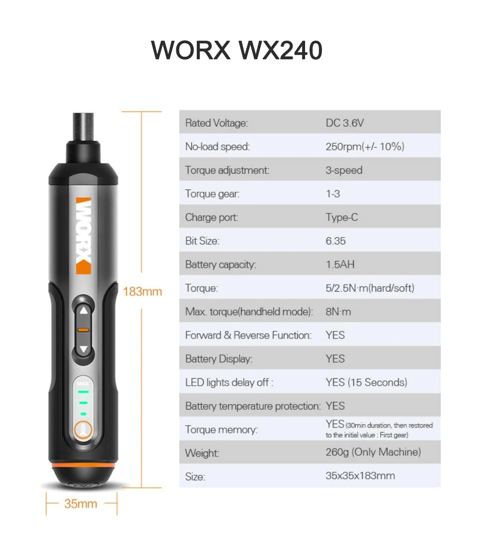 Worx 4V Mini Cordless Screwdriver Set with USB Rechargeable Feature - Smarsty