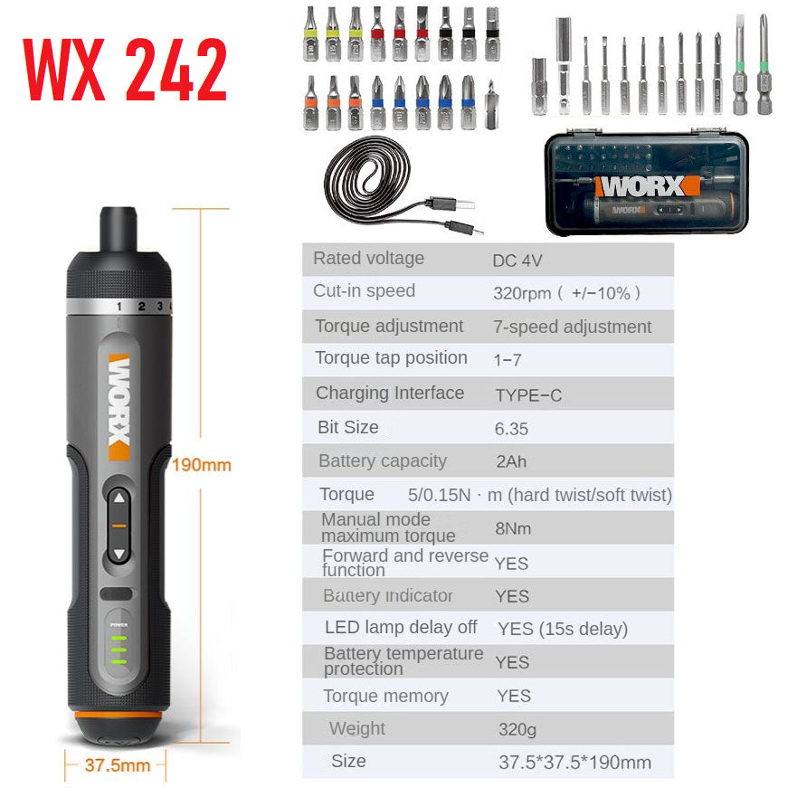 Worx 4V Smart Cordless Screwdriver Set with 30 Bits - Smarsty