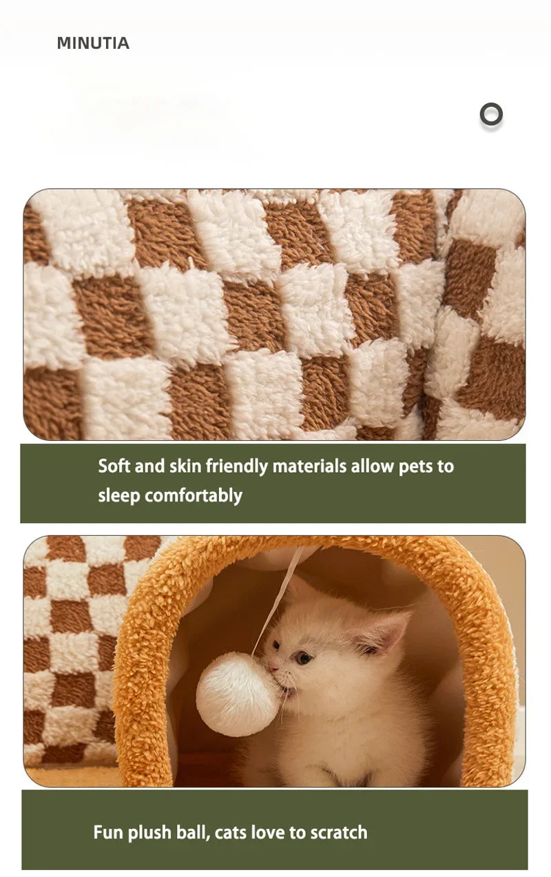 Breathable Cat Bed with Play Tunnel for Fun - Smarsty