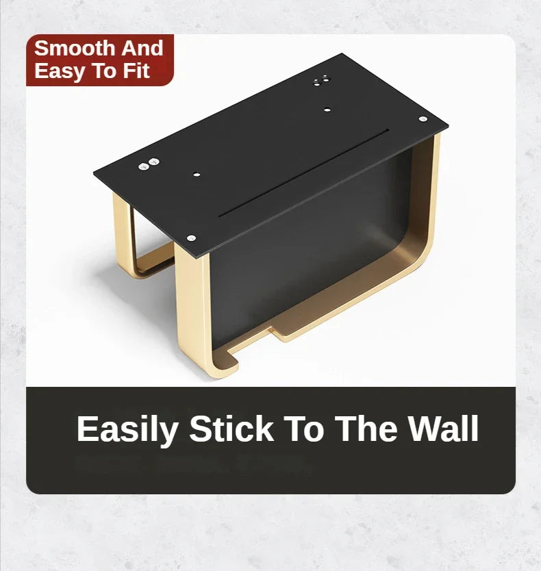 Black Gold Wall Mount Toilet Paper Holder with Shelf - Smarsty