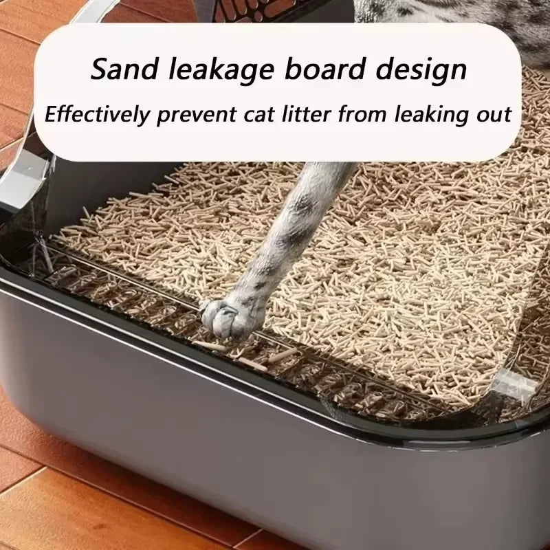 High-Sided Splashproof Cat Litter Box with Removable Scoop - Smarsty