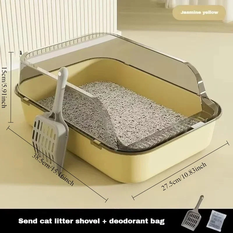 High-Sided Splashproof Cat Litter Box with Removable Scoop - Smarsty