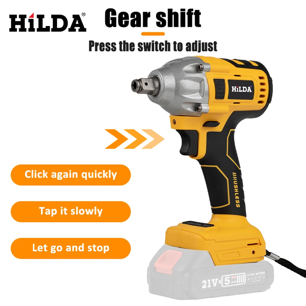 HILDA 21V Cordless Electric Impact Wrench for DIY Projects - Smarsty
