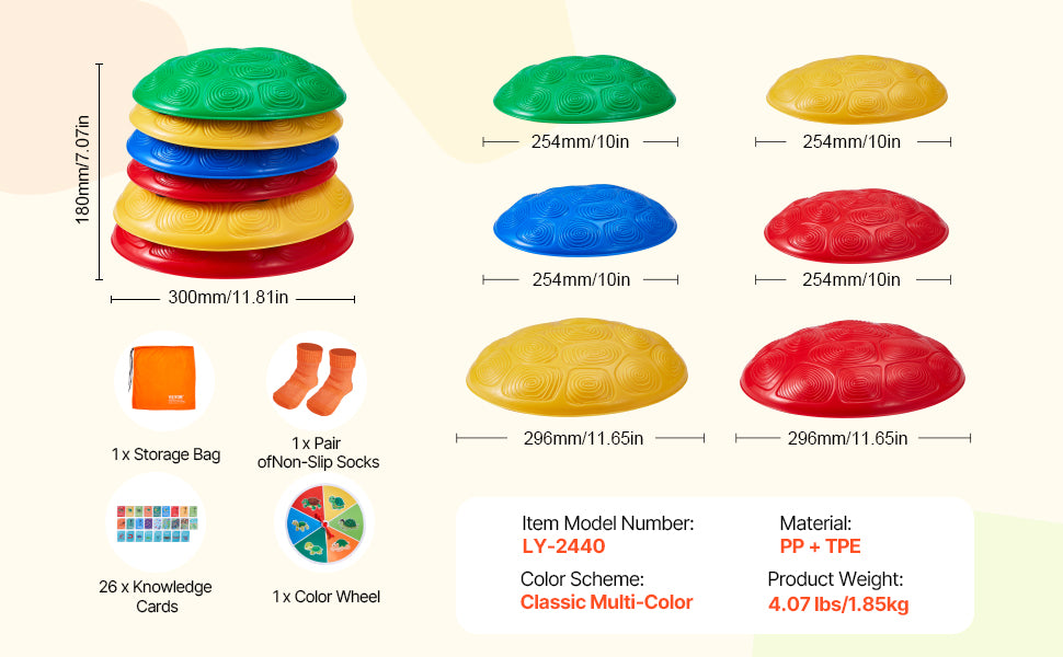 SucceBuy 6 PCS Kids Turtle Balance Stepping Stones Kids Toddler Jumping Coordination Game Toys Outdoor Play for Children Gifts