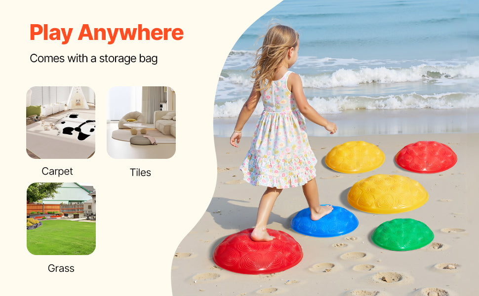 SucceBuy 6 PCS Kids Turtle Balance Stepping Stones Kids Toddler Jumping Coordination Game Toys Outdoor Play for Children Gifts