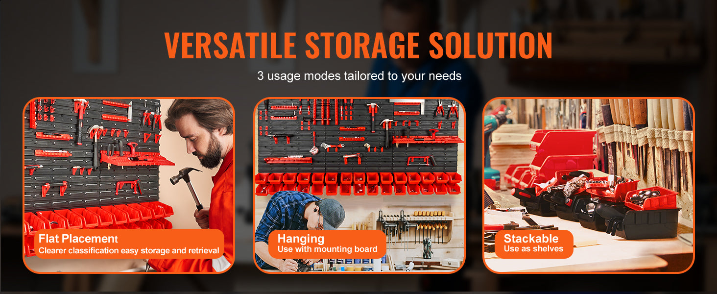 SucceBuy 30Bin Wall Mounted Storage Bins Parts Rack Organizer Garage with Wall Panels Hooks Plastic Shop Tool for Screw Nails