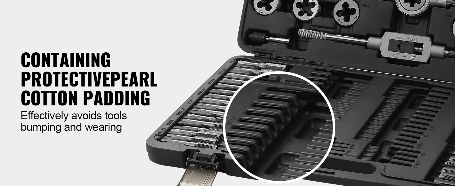 SucceBuy Tap and Die Set 40PCs 60PCs 80PCs 110/116PCs Metric SAE Standard Bearing Steel Taps and Dies Essential Threading Tool