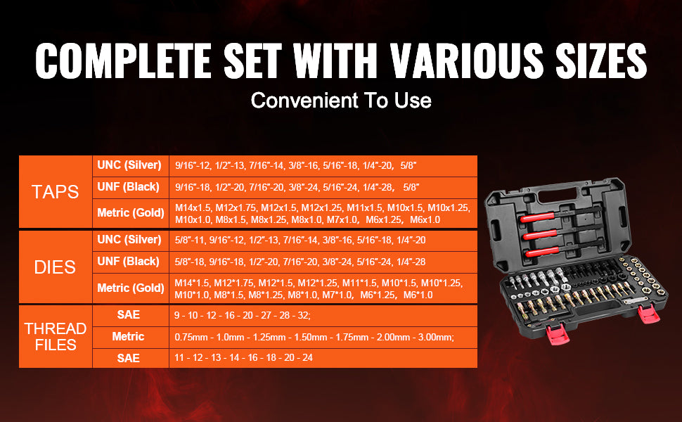 SucceBuy Thread Chaser Set UNC UNF Metric Thread Restorer Tool Rethreading Tool Kit Heat Treated Steel Mechanics DIY Enthusiast