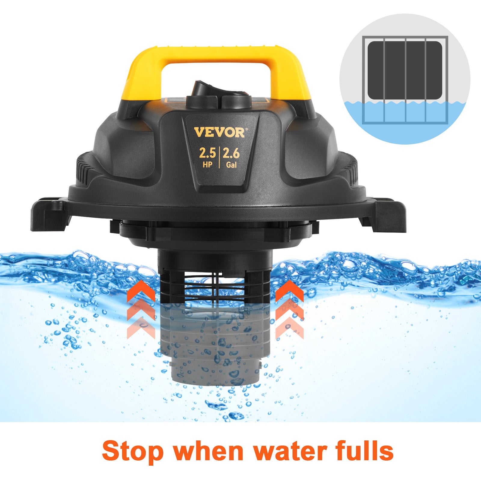 SucceBuy Wet Dry Vac 2.6 Gallon 2.5 Peak HP 3 in 1 Portable Shop Vacuum with Blowing Function Attachment Storage for Floor - Smarsty