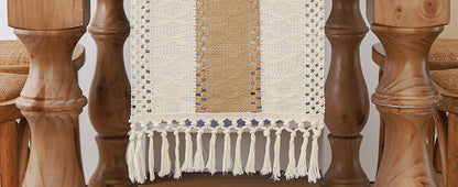 Boho Farmhouse Linen Table Runner with Tassels - Smarsty