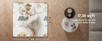 Baby Play Mat, PIGLOG 50x50 Playpen Mat, Waterproof Playmats for Babies and Toddlers Kids, Safe Foam Playmat for Tummy Time