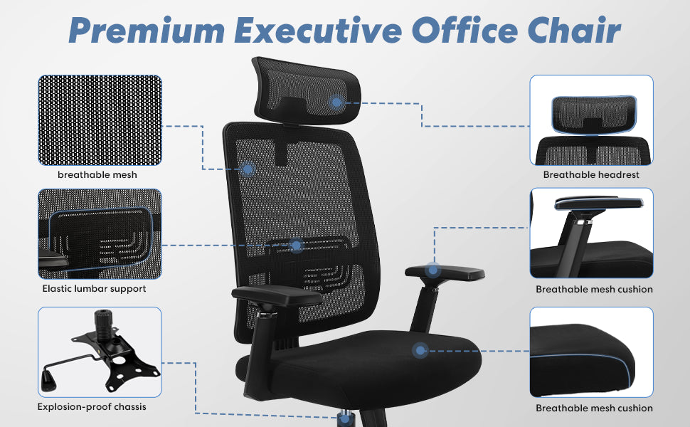 New Ergonomic Mesh Adjustable Lumbar Support Office Chair 120°Tilt High Back Comfortable Computer Chair with Soft Flip Up Arms