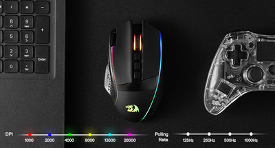 Redragon M991 Wireless Gaming Mouse 26000 DPI 3-Mode Gamer 9 Macro Buttons RGB Backlight Mice, Black - Smarsty