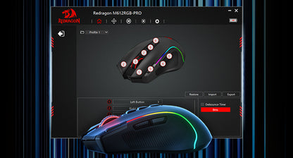 Redragon M612 PRO BT & 2.4RGB Gaming Mouse, 8000 DPI Wired/Wireless Optical Gamer Mice 11 Programmable Buttons & 6 Backlit Modes